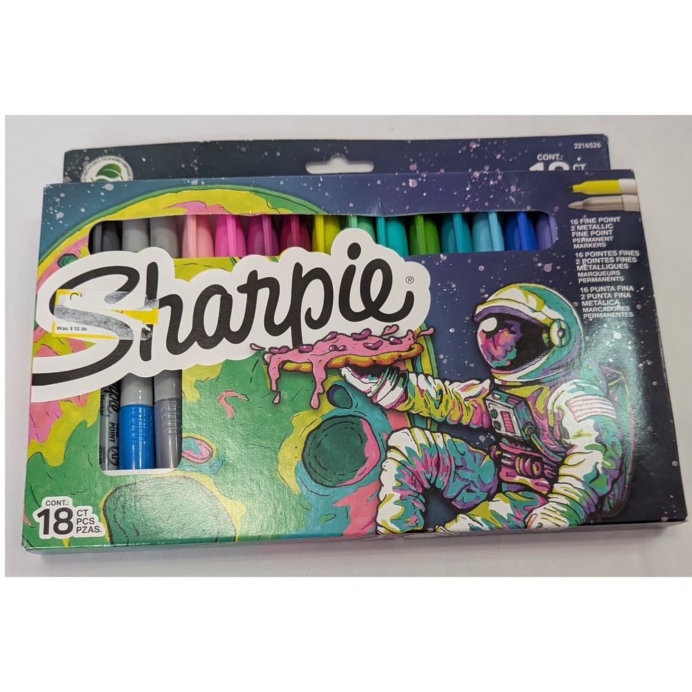 Sharpie Permanent Markers 18 Count Multicolor New Metallic Fine Point Cosmic